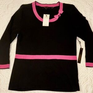 BCBG Maxszria  Women's Sweater Black & Hot Pink Size Large Style BC10505 NWT